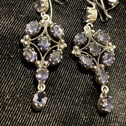 High Quality Deep Purple Tanzanite Earrings Sterling , 