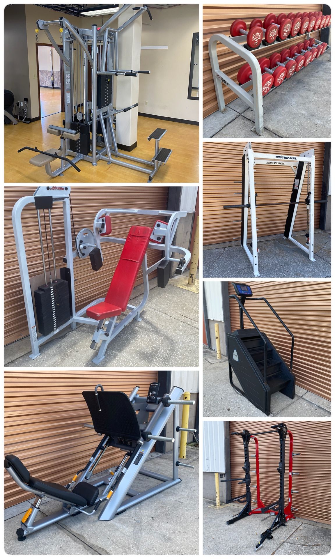 Gym Equipment, Olympic Weight, Lat, Chest & Smith Machines, Home, Leg Press, Dumbbell Rack Power Squat Curl Extension Glutes