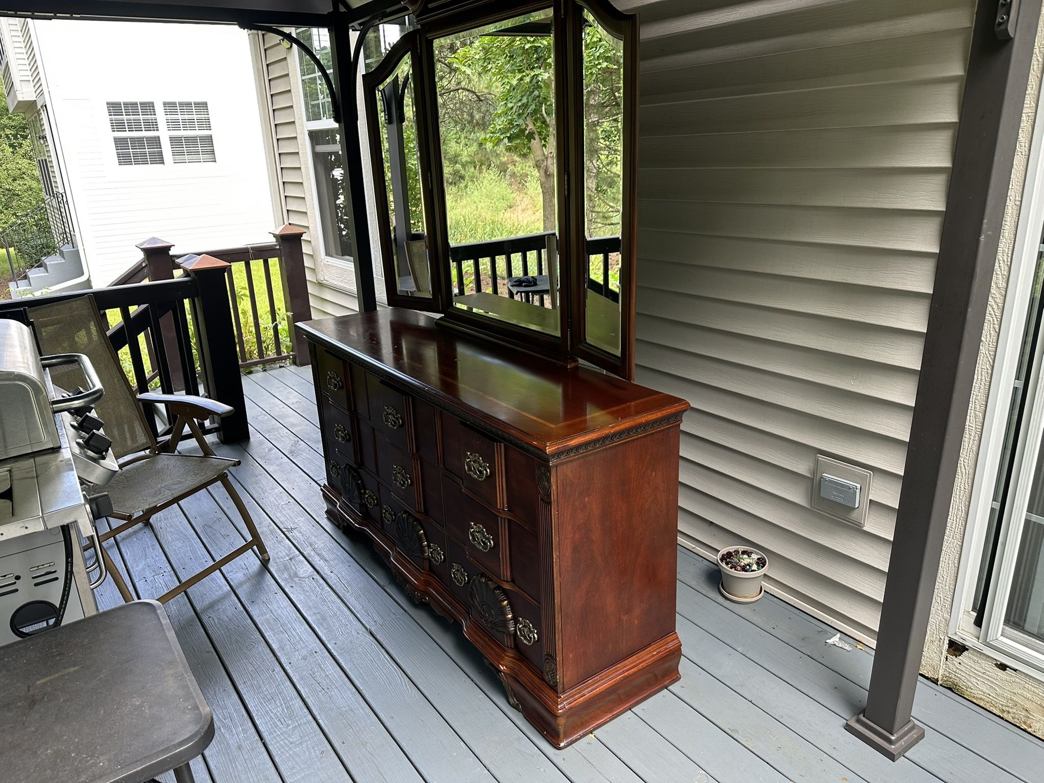 Wood Dresser & Mirror