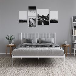 *Brand New* King Metal Platform Bed Frame, White