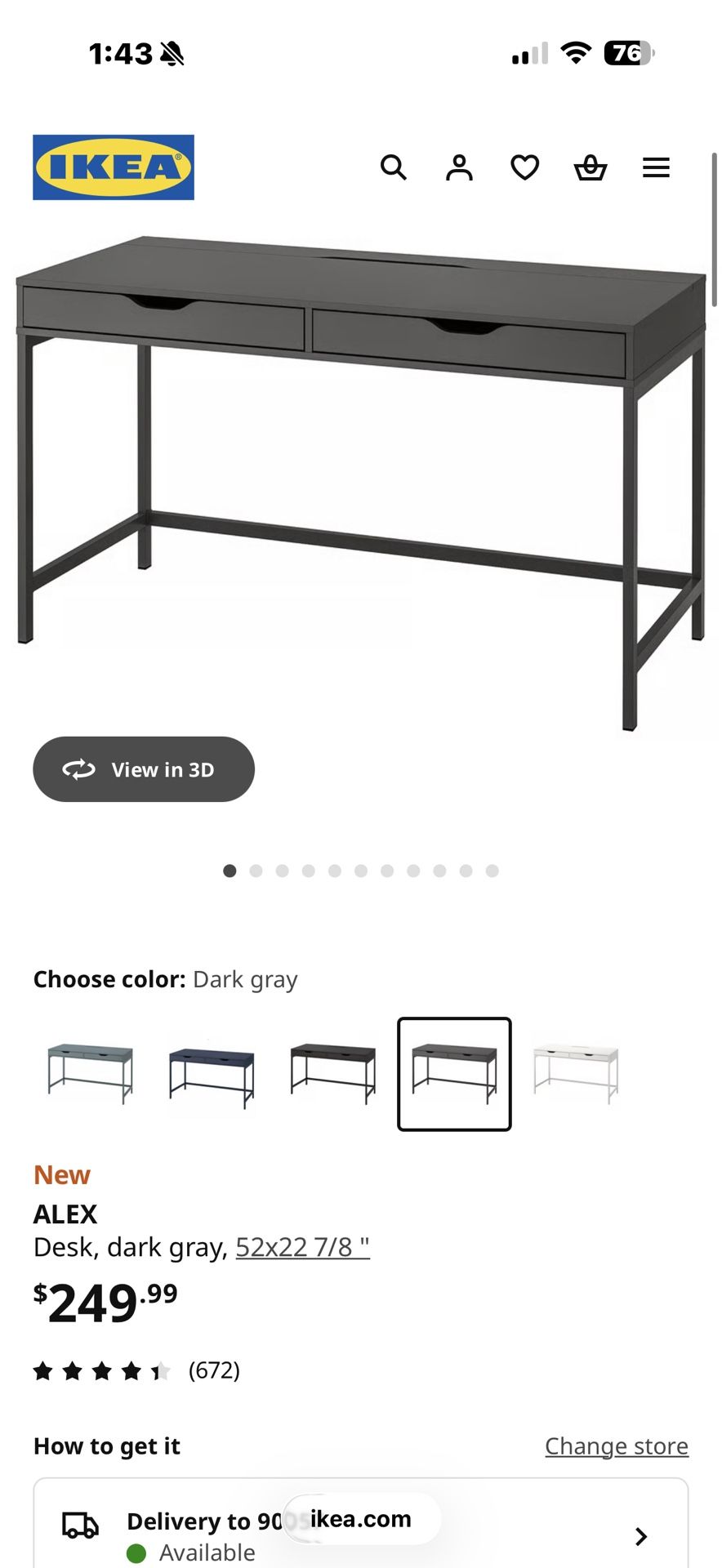 IKEA Desk / 2 Drawers  / ALEX desk 
