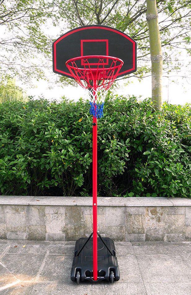 Brand New $50 Junior Kids Sports Basketball Hoop 27”x18” Backboard, 5ft-7ft Adjustable Stand w/ Wheel