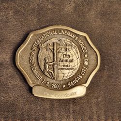 17th Annual International Linemans Rodeo Kansas City 2000 Pewter Belt Buckle