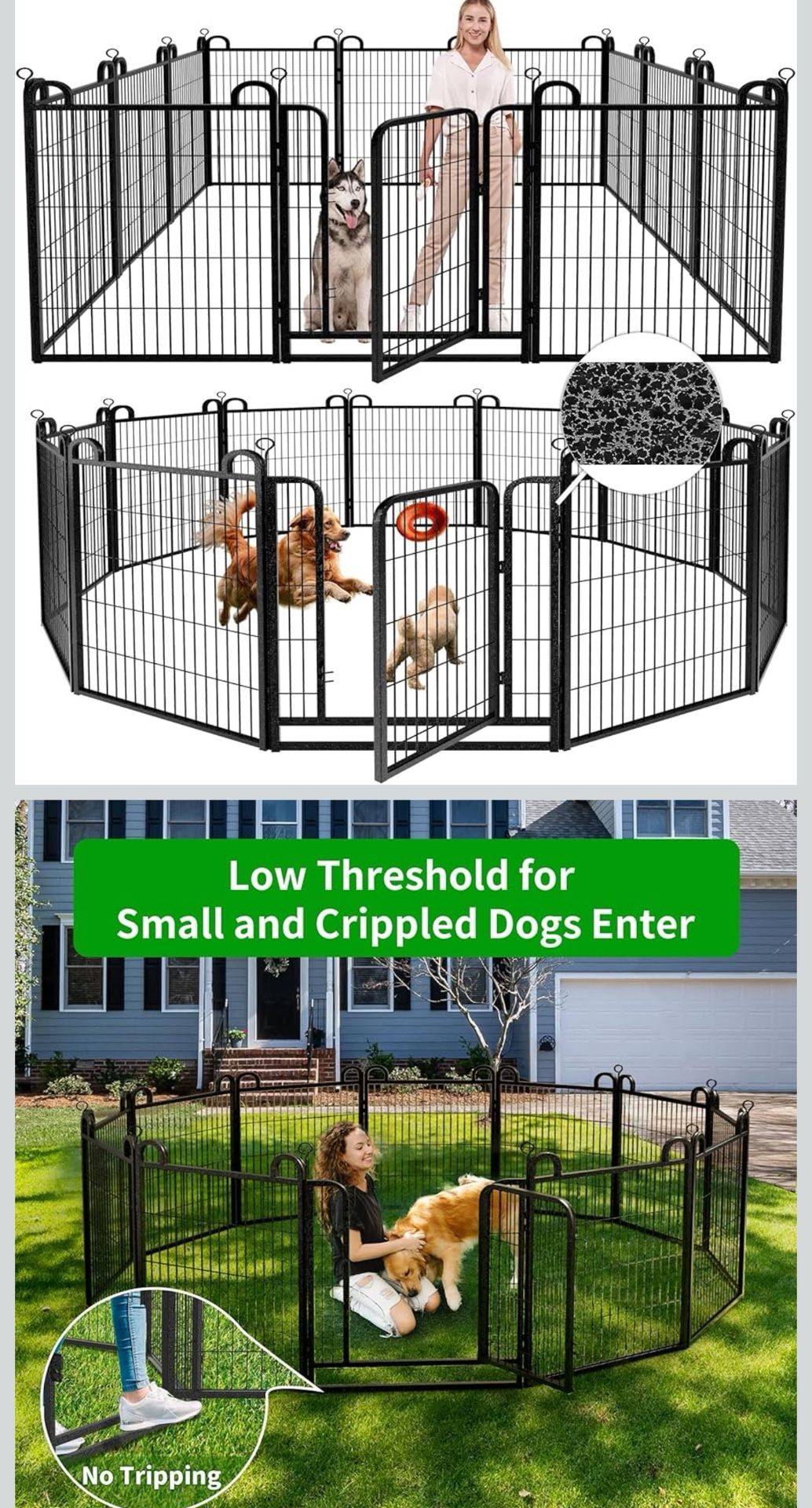 Dog Playpen Outdoor 12 Panels Heavy Duty Dog Fence 40" Height Anti-Rust with Doors Portable for RV C