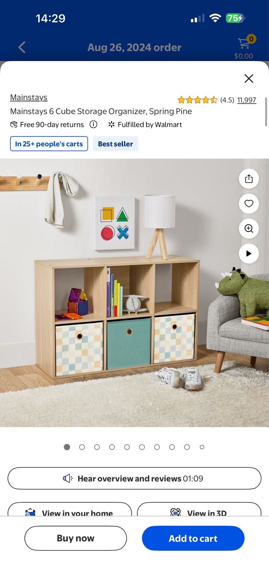 6-Cube Storage Organizer with Fabric Bins