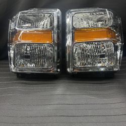 2008 - 2010 Ford F250 F350 Headlights Chrome NEW 