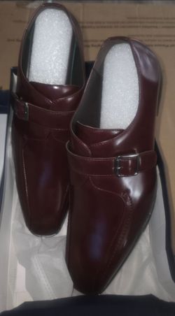 Burgundy Leather Monk Strap Mule Shoes