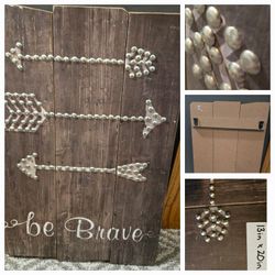Be Brave Wooden Wall Decor With Embellishments