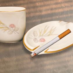 Rosenthal 1940s Bettina Spring Ivory Porcelain Ashtray Cigarette Holder Set