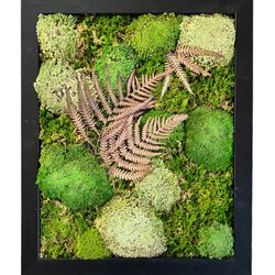Preserved Moss Wall Decor with Artificial Leaves - 16x13 