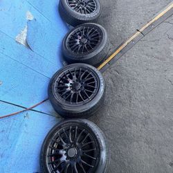 Used Set Of 16”  5 Lug Universal Wheels 5 Lug By 4.5 And 5 Lug By 120 With Used Tires Size 205/55/16