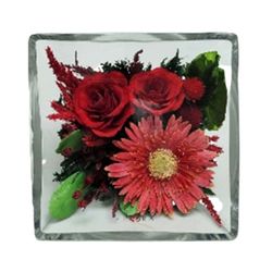 Flowers Natural Rose and Gerbera in a Glass Vase 68515