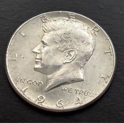 Half dollar 1964. Vintage coin USA