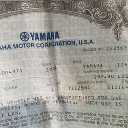 2001 Yamaha 125 yz