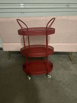 Red bar cart with wheels
