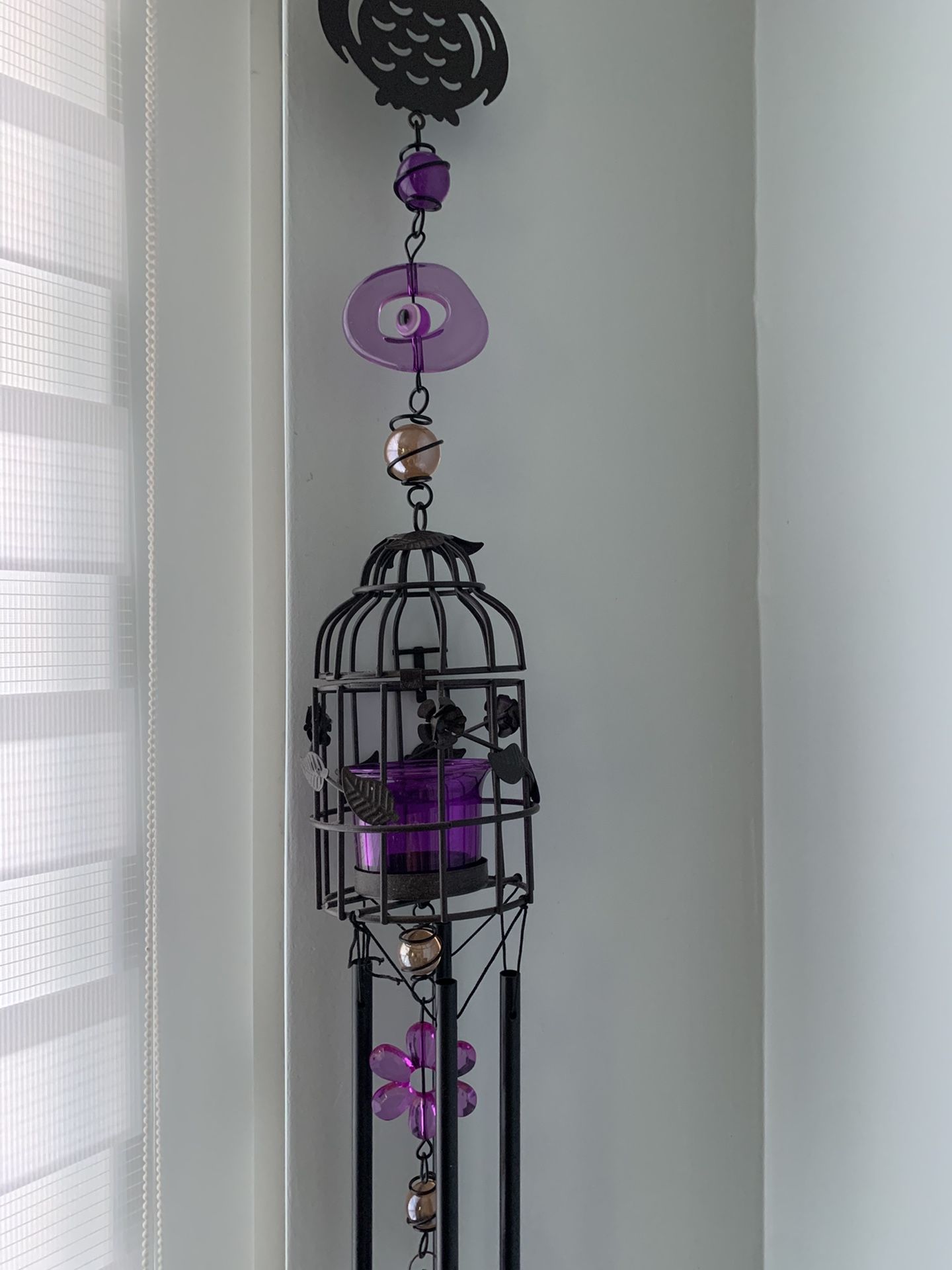 35” Evil eye candle holder wind chime