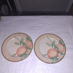 Salad plates with orange fruit design. Set of 2. Newbury by Interiors  PTS