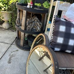 Wine Barrel Shelf And Mirror