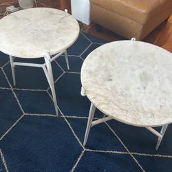 Pair of Ashley Granite/Marble Top Side Tables