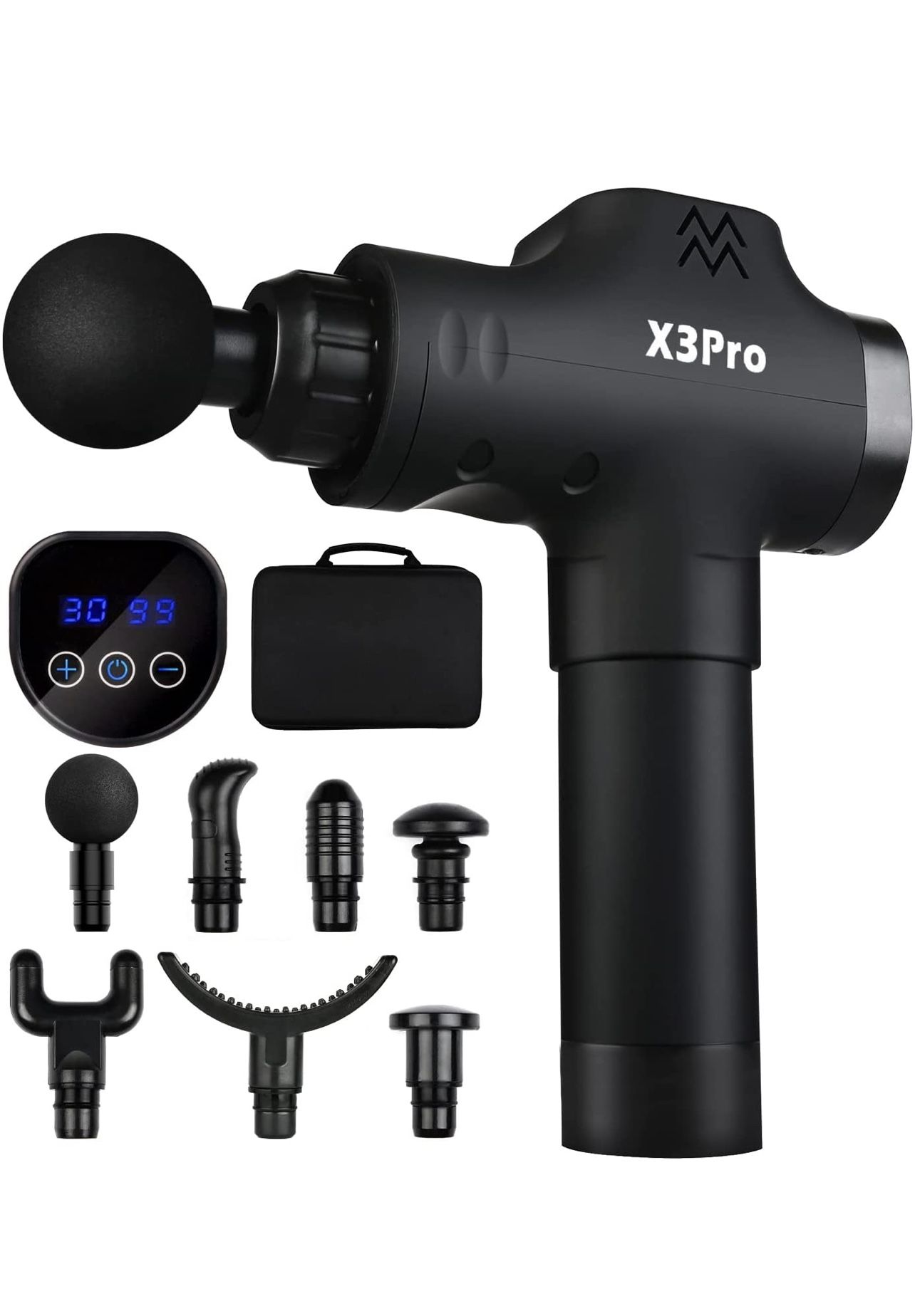 Fathers Day GiftMassage Gun Deep Tissue Percussion Muscle for Athletes,Quiet Handheld Massager with 30 Speed, Electric Back Massagers of X3 Pro(Black)