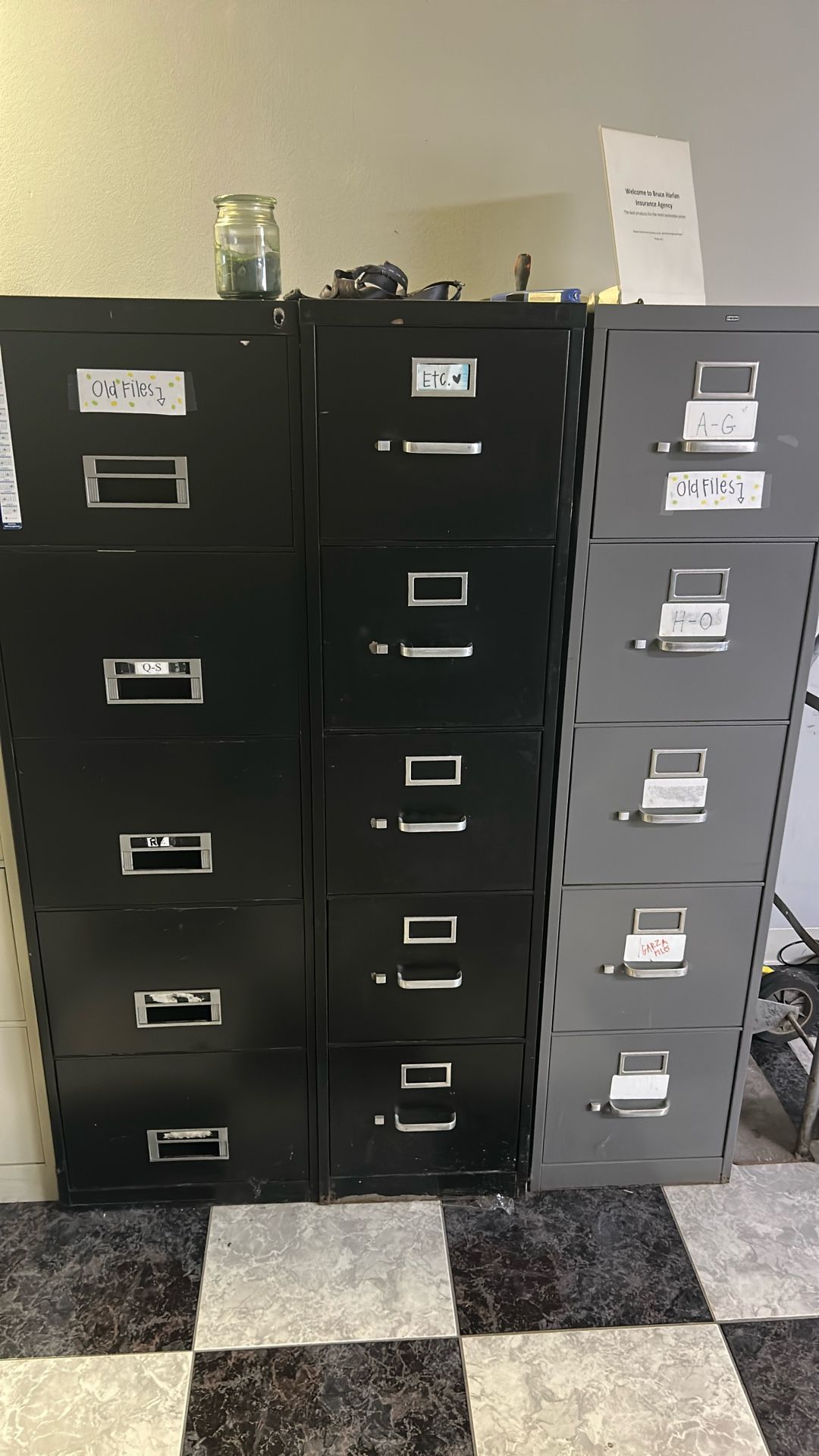 Five drawer filing cabinets