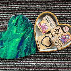 Valentines/Love 7-piece Stamp Set In A Heart Shaped Box *All Brand new*