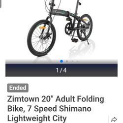 Zimtown 20" Adult Folding Bike, 7 Speed Shimano Lightweight City Commuter Bicycle, Black