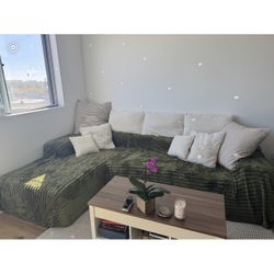 OBO Cream Modern Modular L-Shaped Sectional Couch + 5 Pillows
