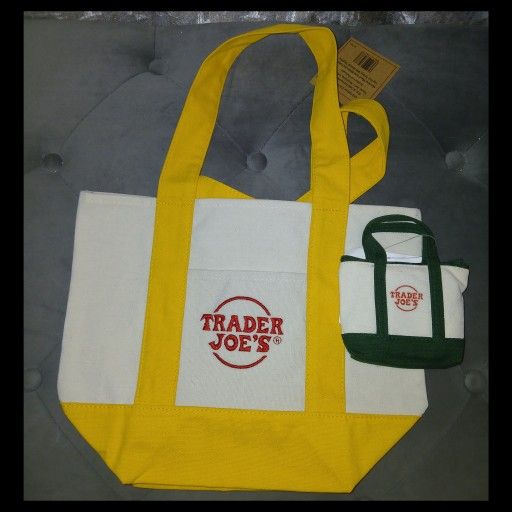 Trader Joe's Mini Canvas Tote Bags With Micro Mini