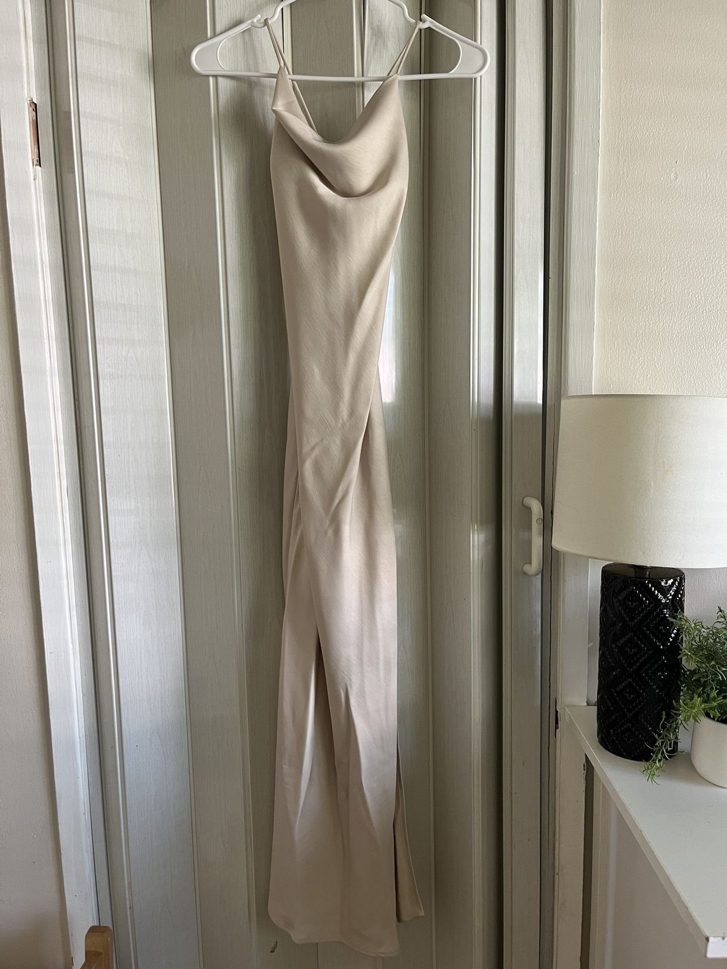 Meshki Maxi Satin Cream Dress