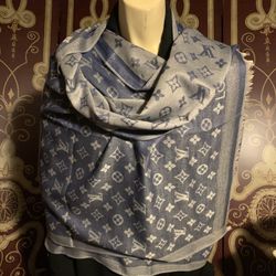 Original Louis Vuitton blue/beige bicolor reversible long scarf