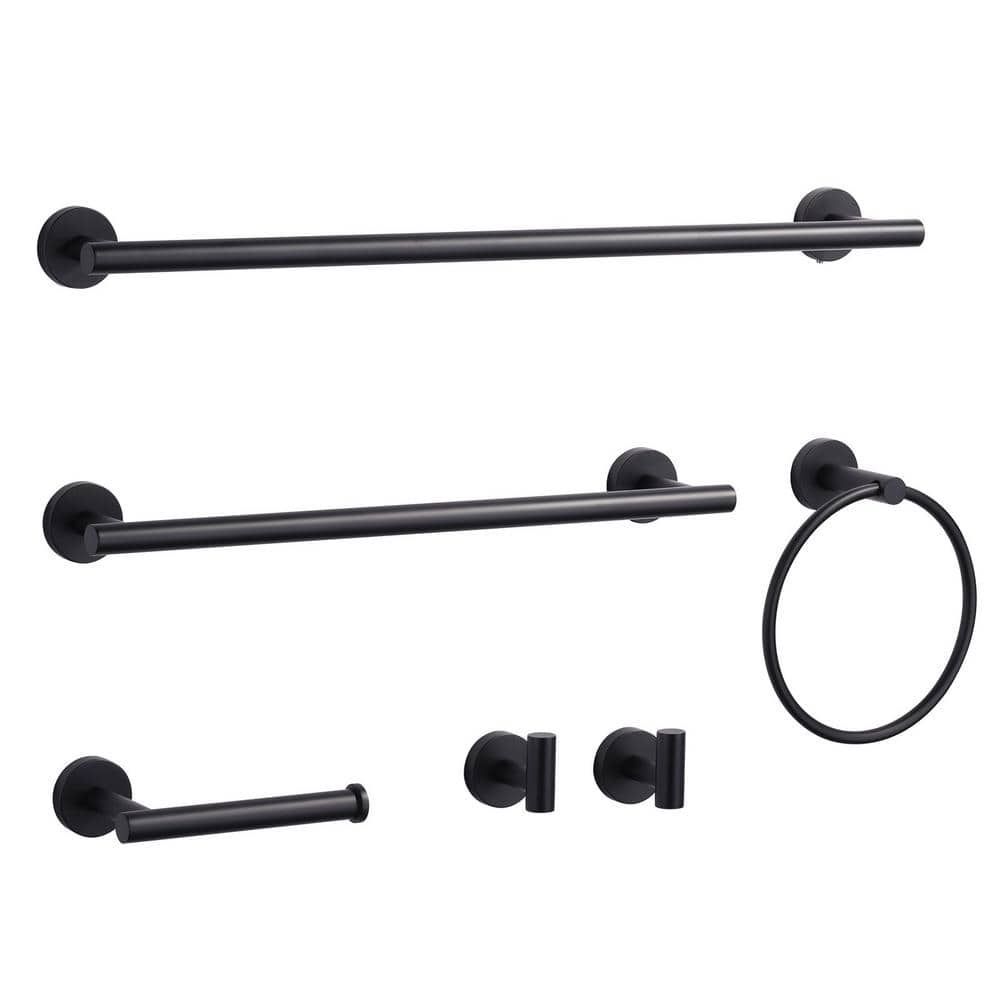 6-Piece Wall Mount Stainless Steel Bathroom Towel Rack Set