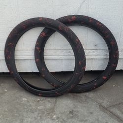 NEW Subrosa Sawtooth Bmx Tires 20" Red Splatter
