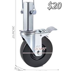 😀 BestEquip 4 Pack 5Inch Scaffolding Rubber Swivel Caster Wheels with Dual Locking Heavy Duty Casters 1.26 Inch Square Stem 440LBS Capacity per Wheel