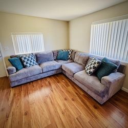 Ultra Plush Sectional Couch - Silver Grey