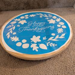 Pre-stained wooden pedestal with stencil for painting