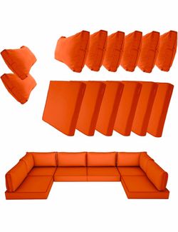 14-Piece Outdoor Patio Cushion Covers – Orange