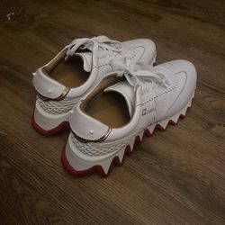Christian Louboutin Red Sole Sneakers – White/Gold – Size 44