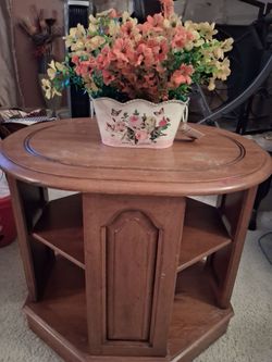 Solid walnut octagonal tiered bookcase end table