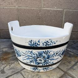 Vintage me Porcelain Bucket Bin Planter Dish Bowl Excellent 
