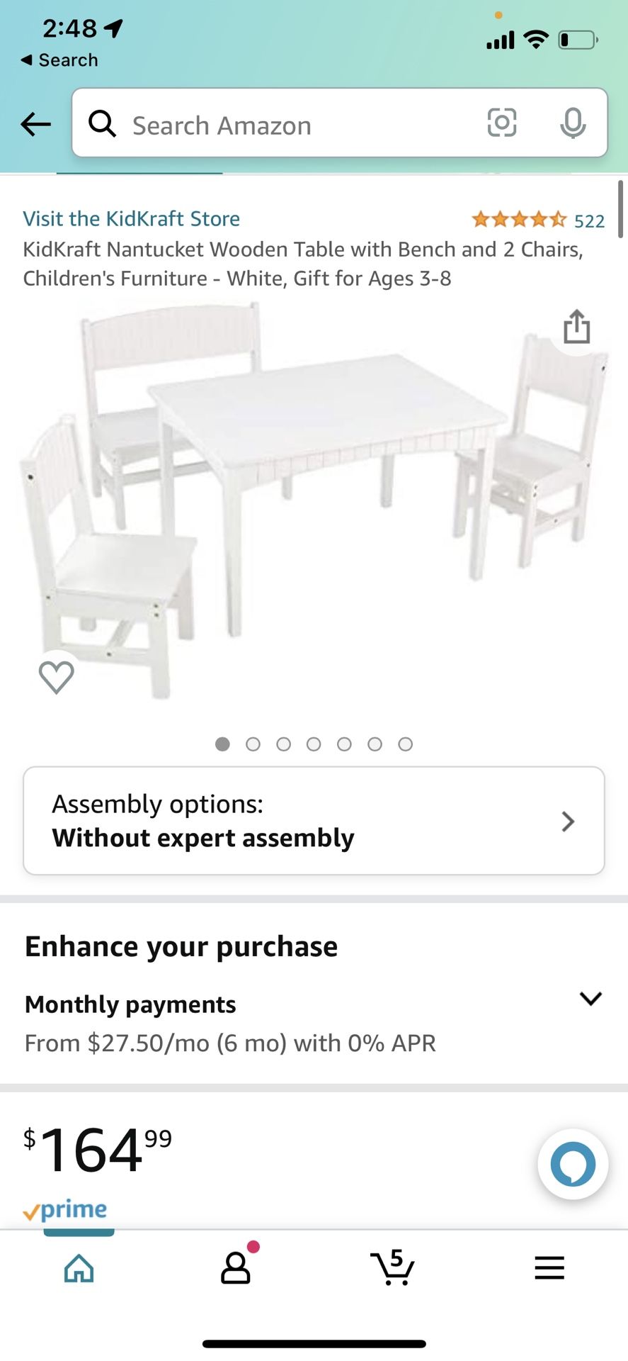 Kids Wooden Table with 2 Chairs Wall Rack White for Sale in