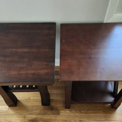 Set Of Two Solid Wood End Tables
