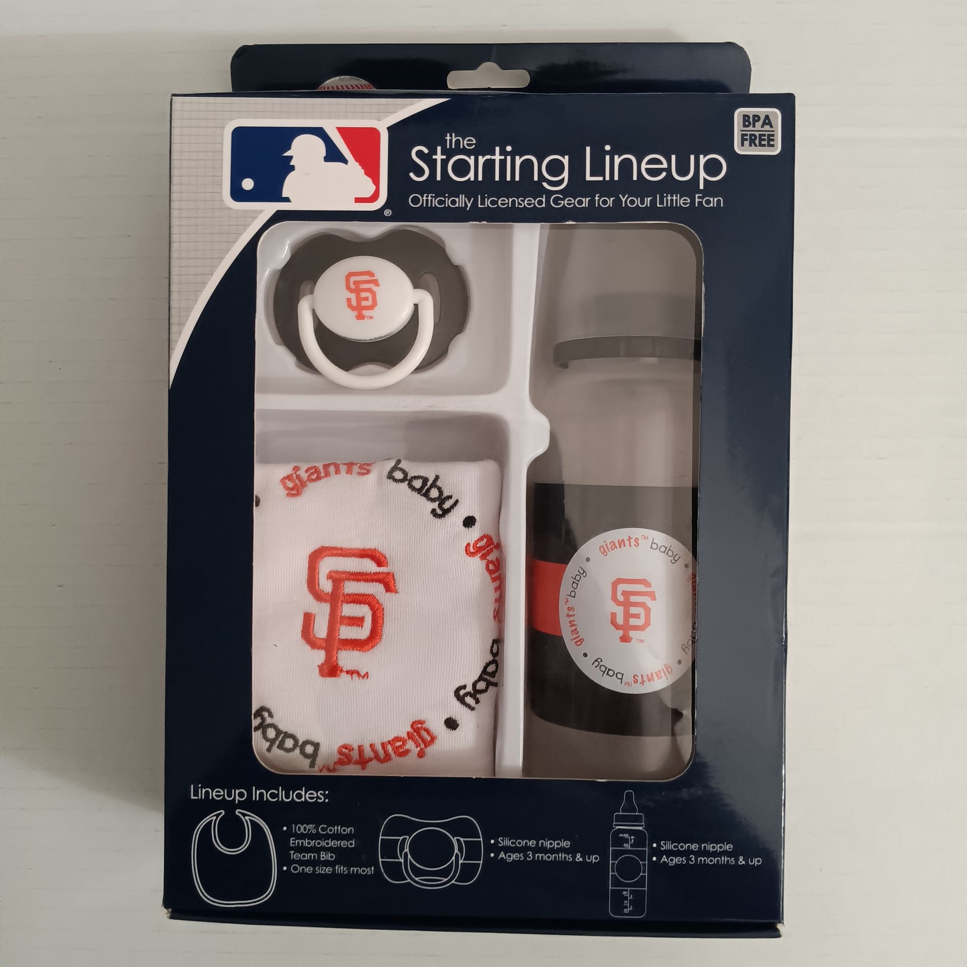 San Francisco Giants Starting Lineup Infant 3-Piece Bottle, Bib and Pacifier Baby Set