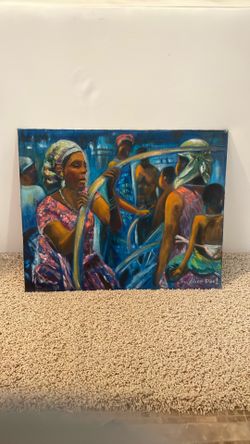 Vintage Canvas on Board Painting! Alice Pool