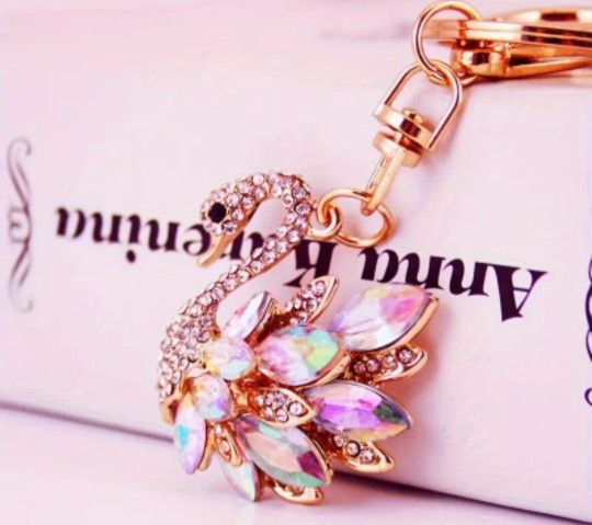 Iridescent Swan Bag Charm/Keychain