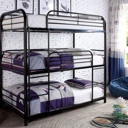 Brand New Black Twin/ Twin/ Twin Metal Bunk Bed 