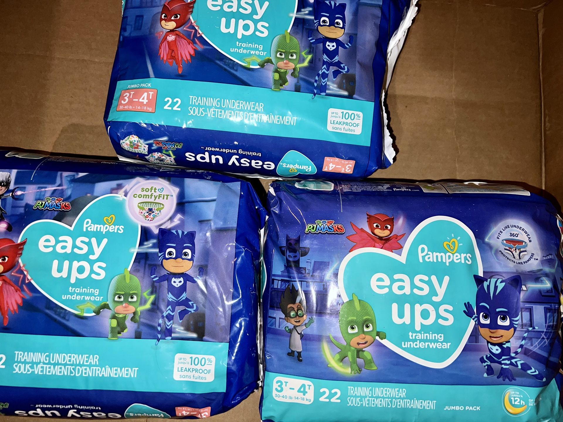3 bags Pampers Easy Ups Training Underwear Boys Size 5 3T-4T 22 Count