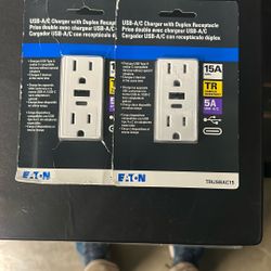 (2) Brand NEW Eaton TRUSBAC15 USB-A/C Charger with Duplex Receptacle. 