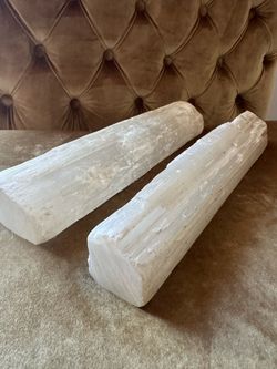 Raw Selenite Crystal Log Set of 2