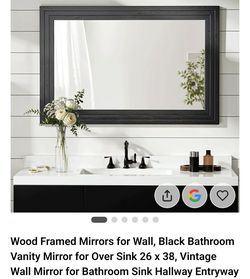 Black Wood Framed Wall Mirror 26x38
